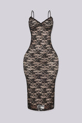 Sultry Floral Lace Midi Dress