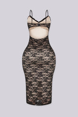 Sultry Floral Lace Midi Dress