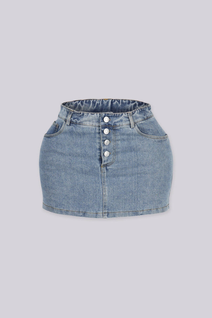 Reworked Denim Mini Skort