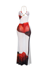 Shellis Mesh Chain Floral Maxi Dress