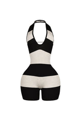 Solace Stripe Lace Up Romper