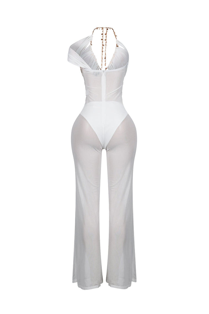 Myllure Mesh Chain Halter Jumpsuit