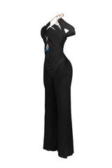 Myllure Mesh Chain Halter Jumpsuit