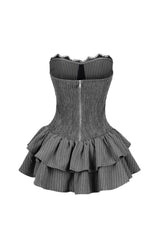 Cecily Pin Stripe Tube Lace Mini Dress