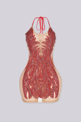 Bratty Rhinestone Mesh Contrast Mini Dress