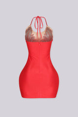 Bratty Rhinestone Mesh Contrast Mini Dress