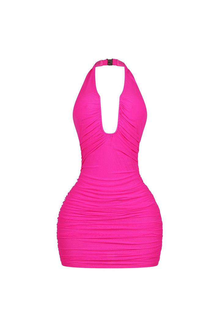 Theodora Sculpted Halter Mini Dress
