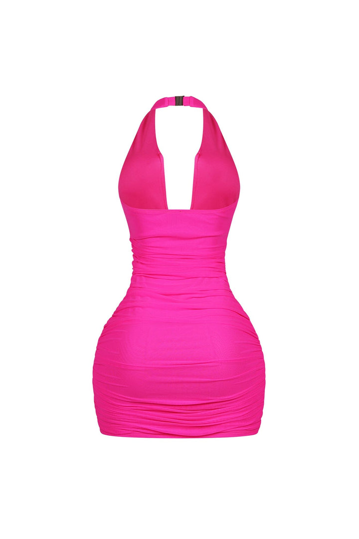 Theodora Sculpted Halter Mini Dress