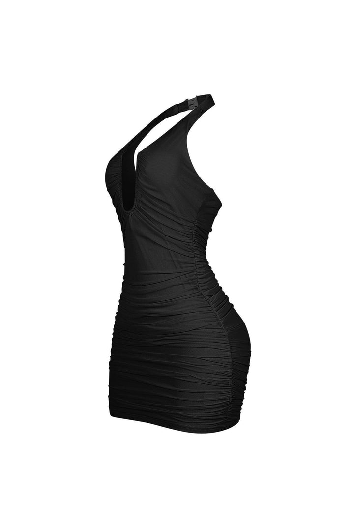 Theodora Sculpted Halter Mini Dress