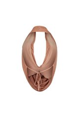 Cascading Mesh Cowl Neck Tie Top
