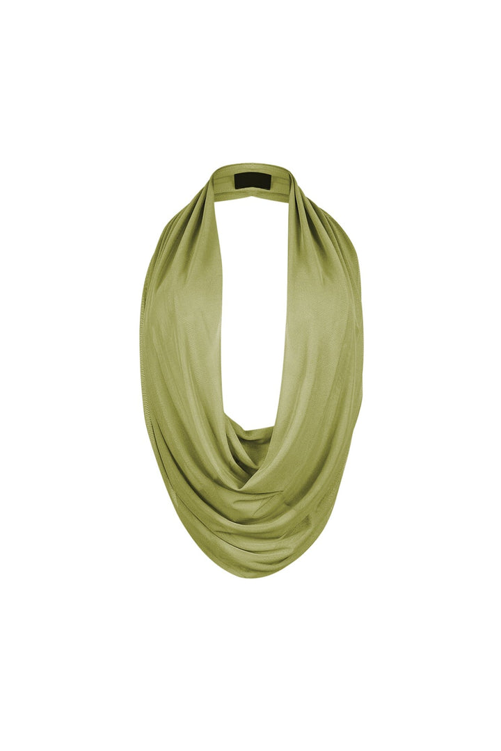 Cascading Mesh Cowl Neck Tie Top