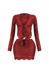 Elarose Lace Top &amp; Skirt SET