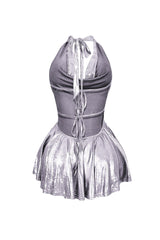 Lilybeth Foil Flare Mini Dress