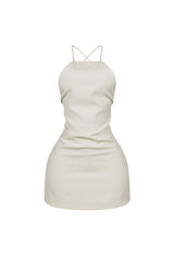 Backstory Lace Up Halter Mini Dress