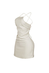 Backstory Lace Up Halter Mini Dress
