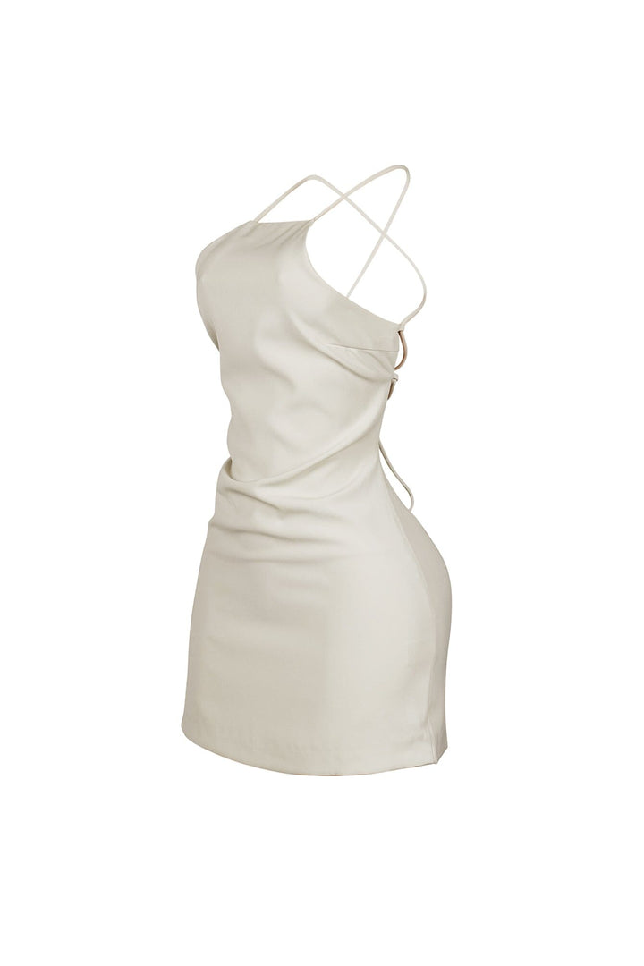Backstory Lace Up Halter Mini Dress