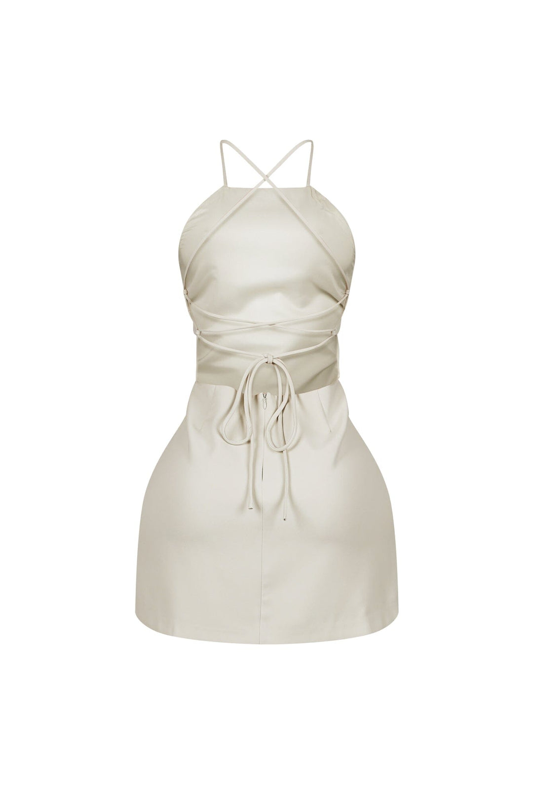 Backstory Lace Up Halter Mini Dress