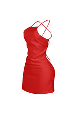 Backstory Lace Up Halter Mini Dress