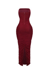Cloudruch Ruched Mesh Tube Midi Dress