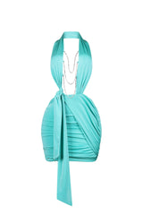 Chainlight Nylon Halter Mini Dress