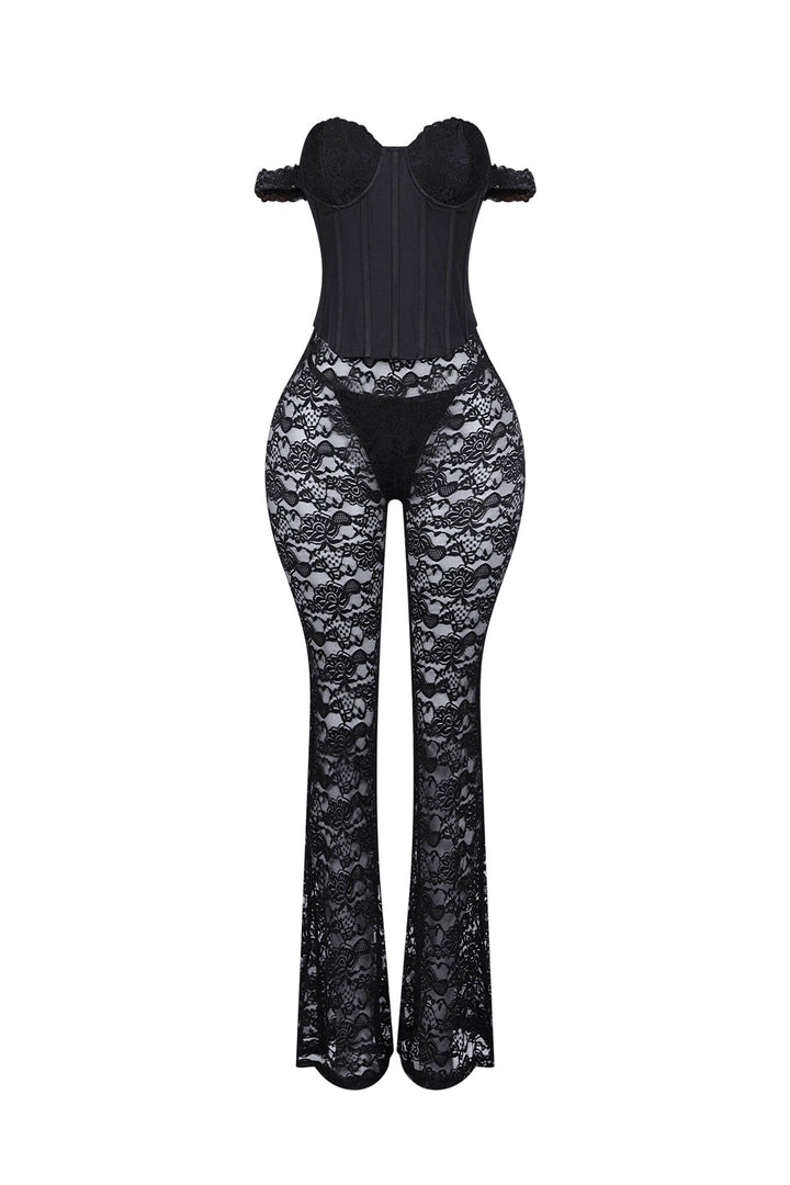 Light Up The Night Lace Corset Jumpsuit