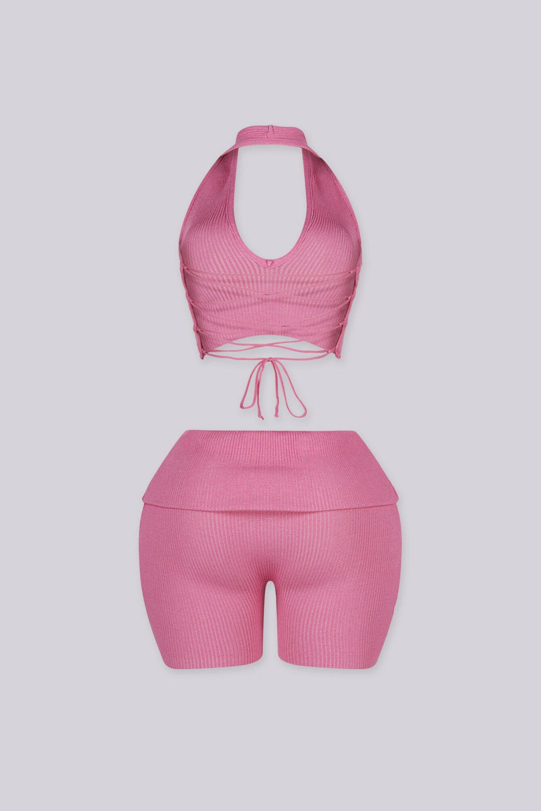 Backfire Ribbed Knit Halter Top &amp; Shorts SET