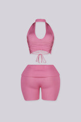 Backfire Ribbed Knit Halter Top &amp; Shorts SET
