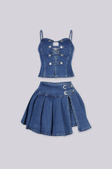 Kiana Denim Tank Top and Skirt SET