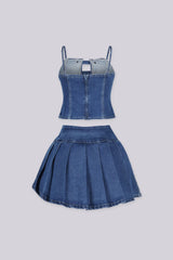 Kiana Denim Tank Top and Skirt SET