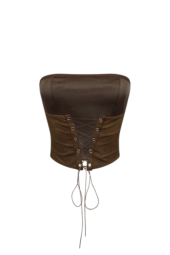 Call Me Again PU Western Corset Top