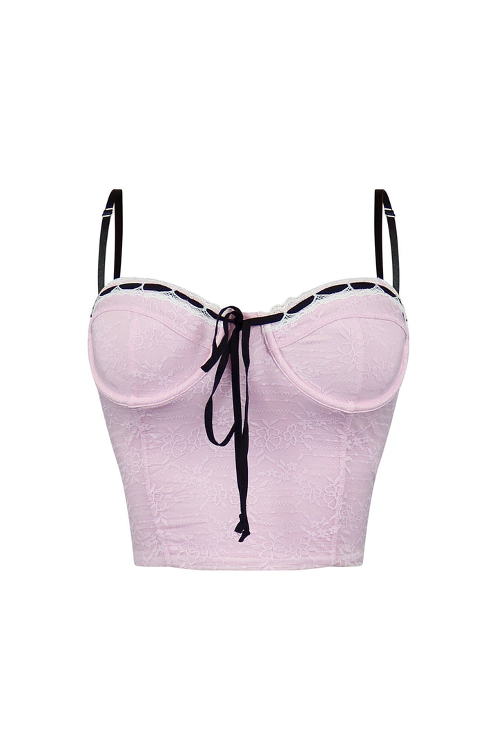 Missing Me Lace Ribbon Bustier Top