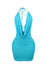 Scalelight Beaded Halter Mini Dress