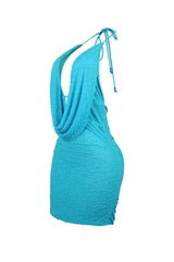 Scalelight Beaded Halter Mini Dress