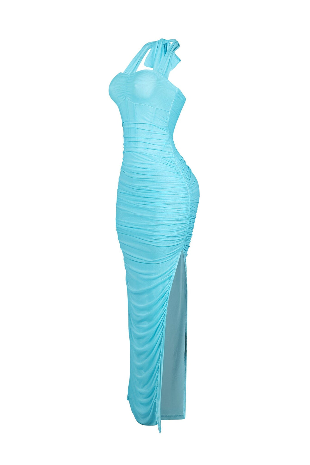 Bloomie Mesh Ruched Corset Halter Dress