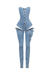 Step into Heat Cutout Denim Jumpsuit