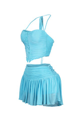 Stuck With U Mesh Ruched Top &amp; Skirt SET
