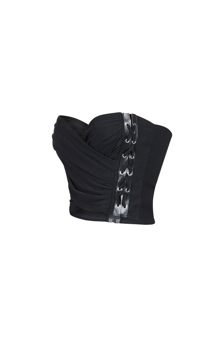 Vice Mesh Lace Up Crop Top