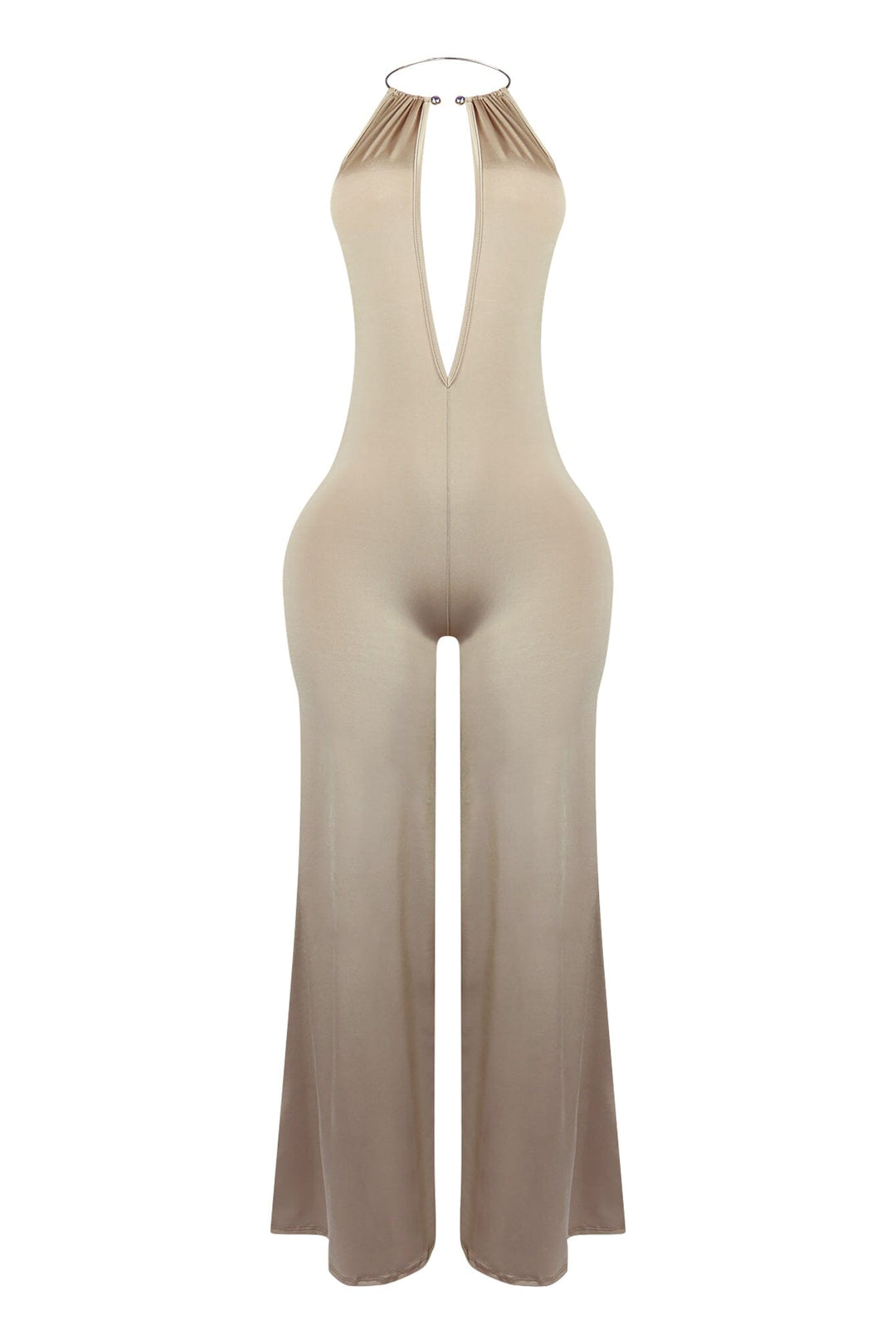 Zena Metal Halter Choker Jumpsuit