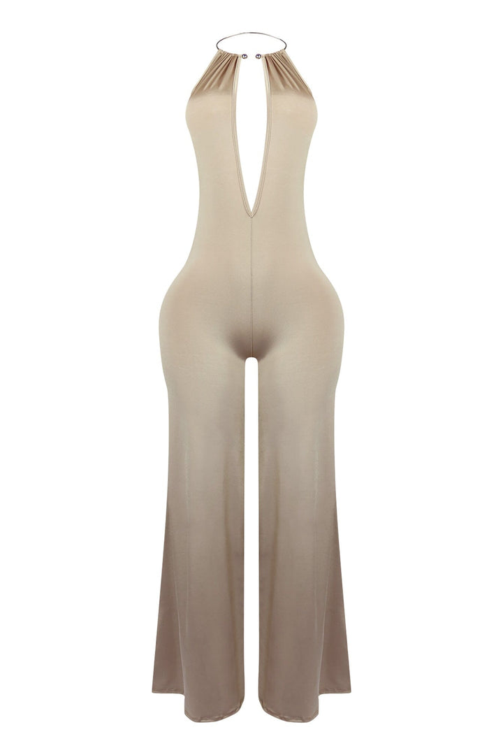 Zena Metal Halter Choker Jumpsuit
