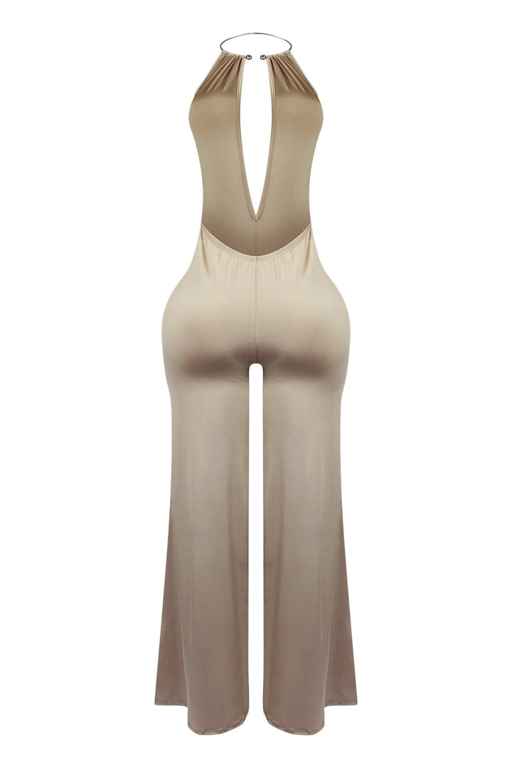 Zena Metal Halter Choker Jumpsuit