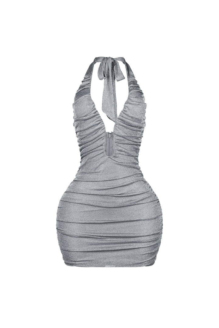 Voltique Metallic Halter Mini Dress