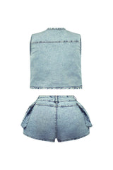 Memories Stone Washed Vest &amp; Shorts SET