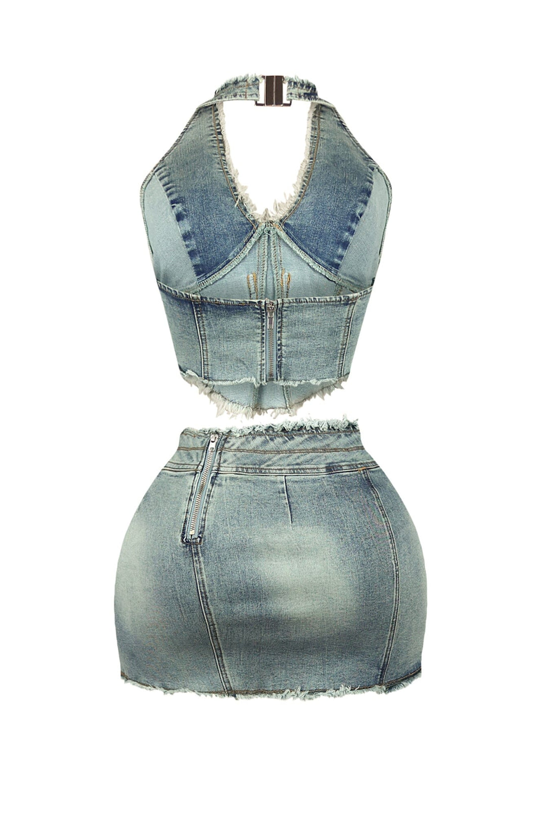 Harlem Denim Halter Top &amp; Skirt SET