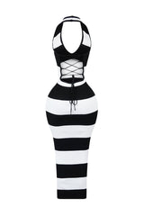 New Era Ribbed Knit Color Block Maxi Dress