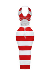 New Era Ribbed Knit Color Block Maxi Dress