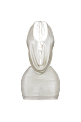 Marfil Seashell Metallic Halter Mini Dress