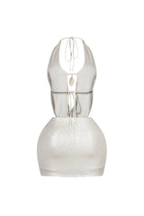 Marfil Seashell Metallic Halter Mini Dress