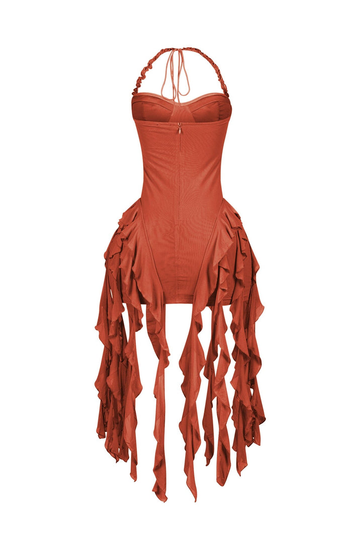 Rumba Mesh Ruffled Mini Dress