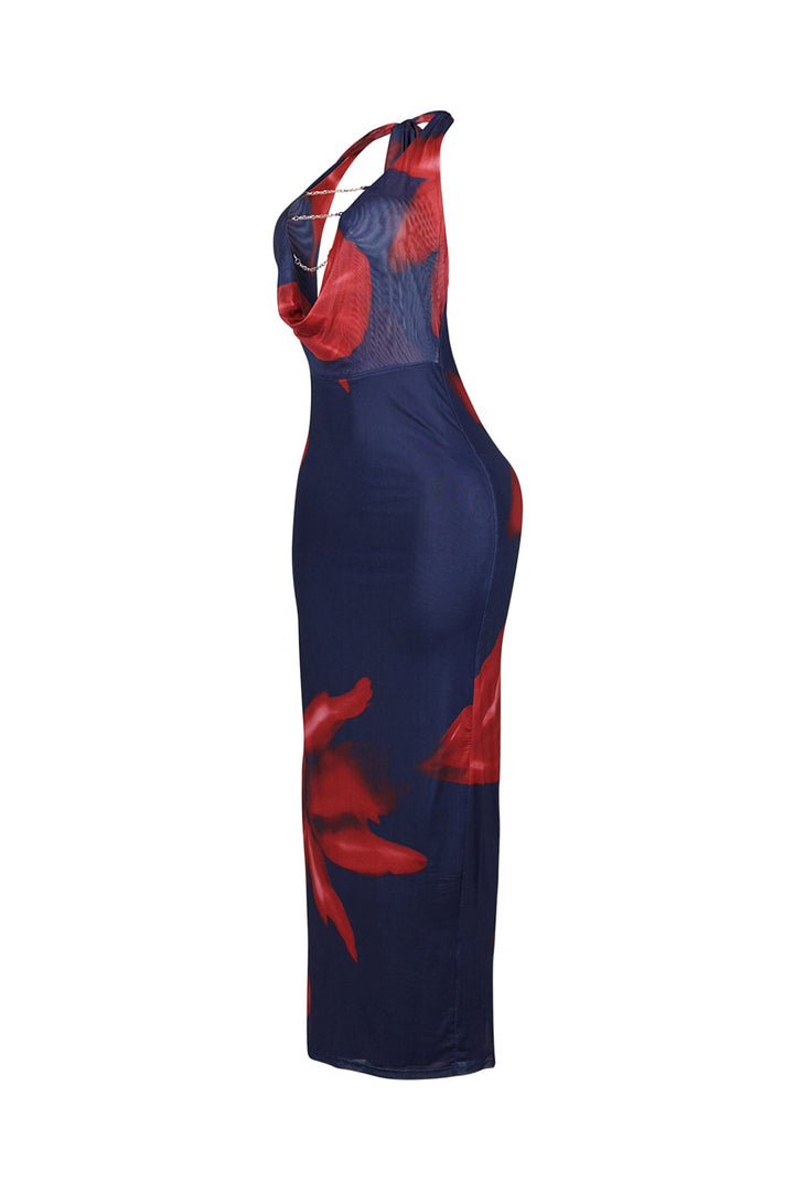 Ignite Petal Chain Cowl Maxi Dress