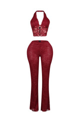 Backstage Lace Halter Top &amp; Pants SET